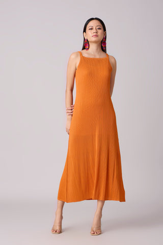 Willa Pleated Dress - Orange