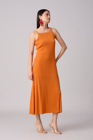 Willa Pleated Dress - Orange