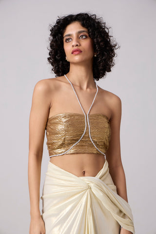 Leonara Top - Chevron Pleated Gold