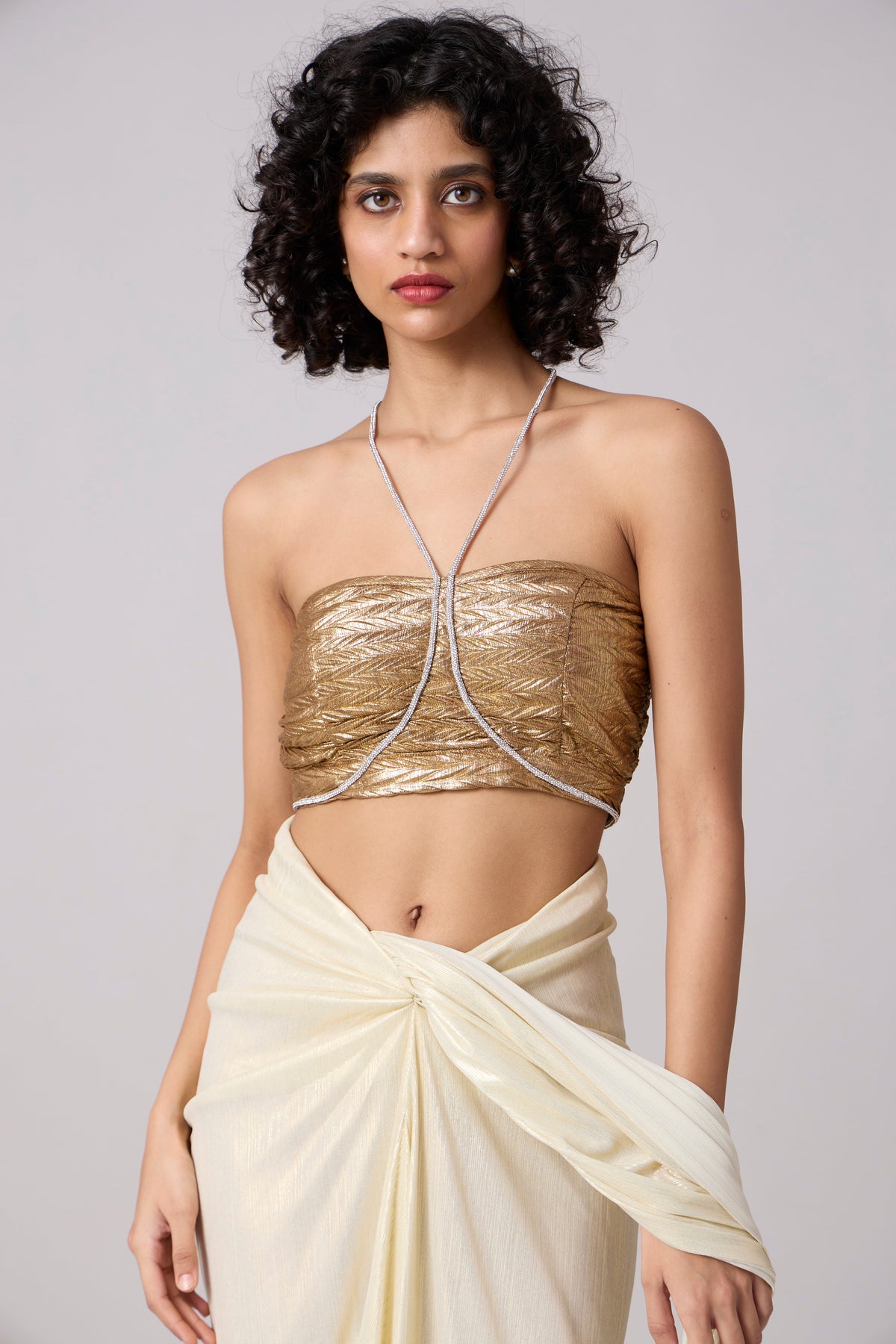 Leonara Top - Chevron Pleated Gold