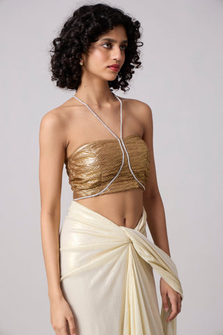 Leonara Top - Chevron Pleated Gold