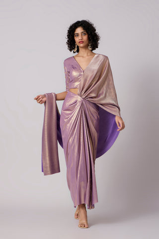 Inaya Saree - Metallic Lilac