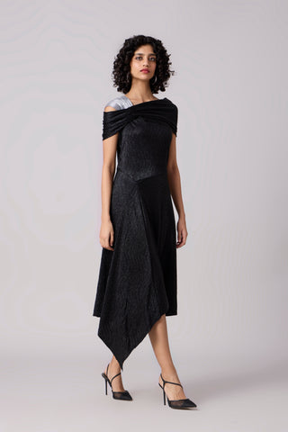 Tabita Dress - Textured Metallic Black
