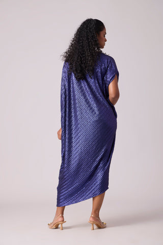 Aurelia Dress - Chevron Pleated Blue