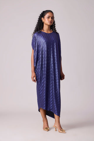Aurelia Dress - Chevron Pleated Blue