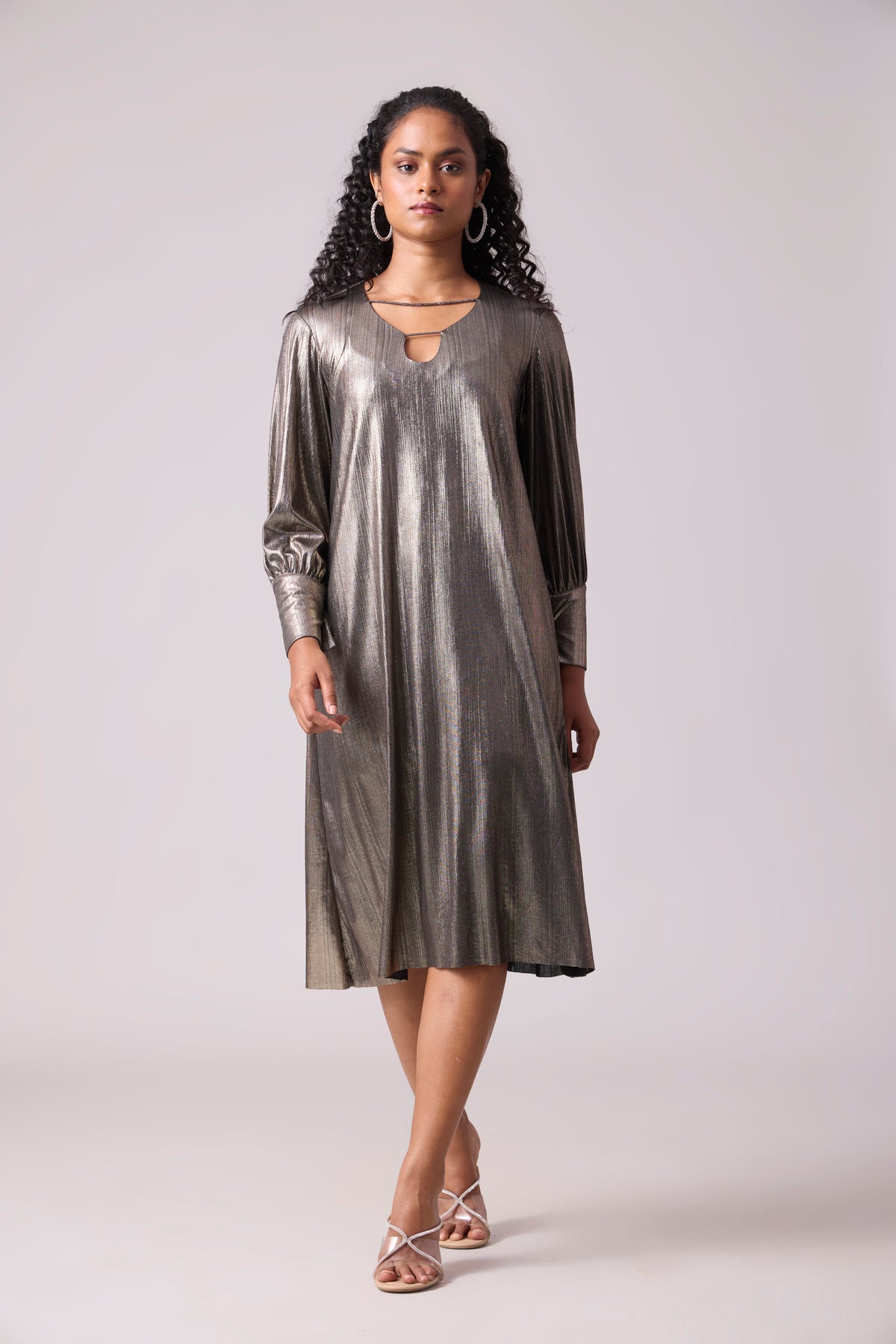 Amandine Metallic Dress - Dark Silver