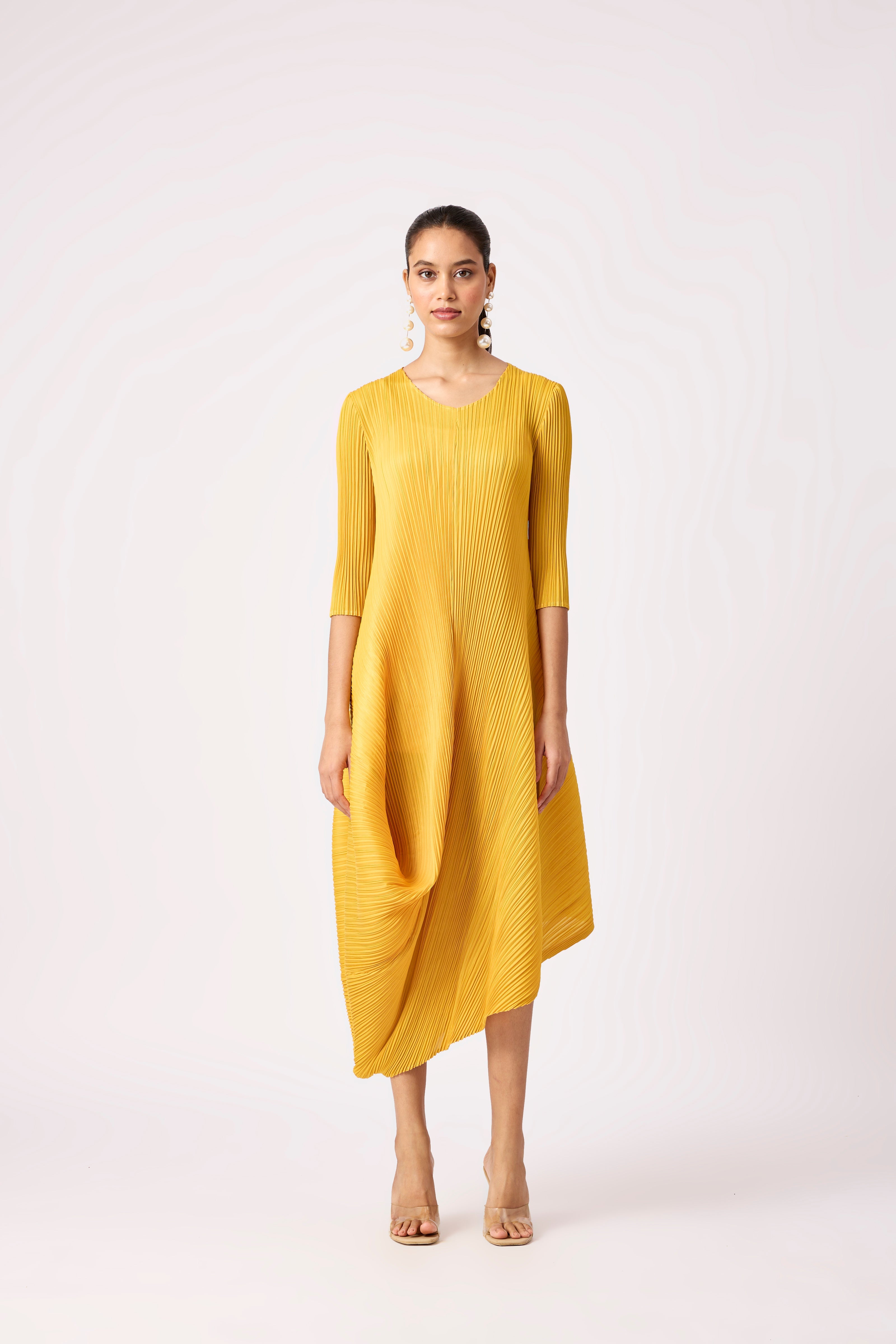 Laila Drape Dress - Yellow