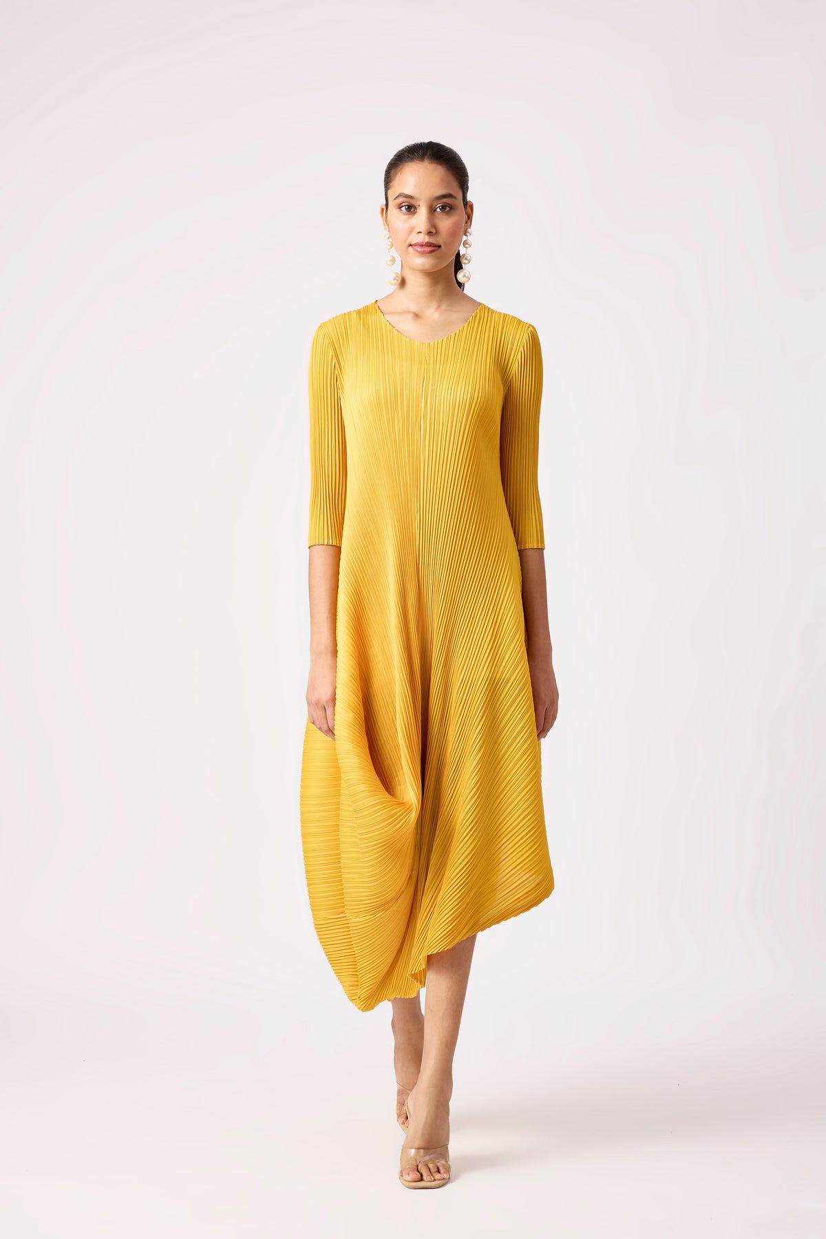 Laila Drape Dress - Yellow