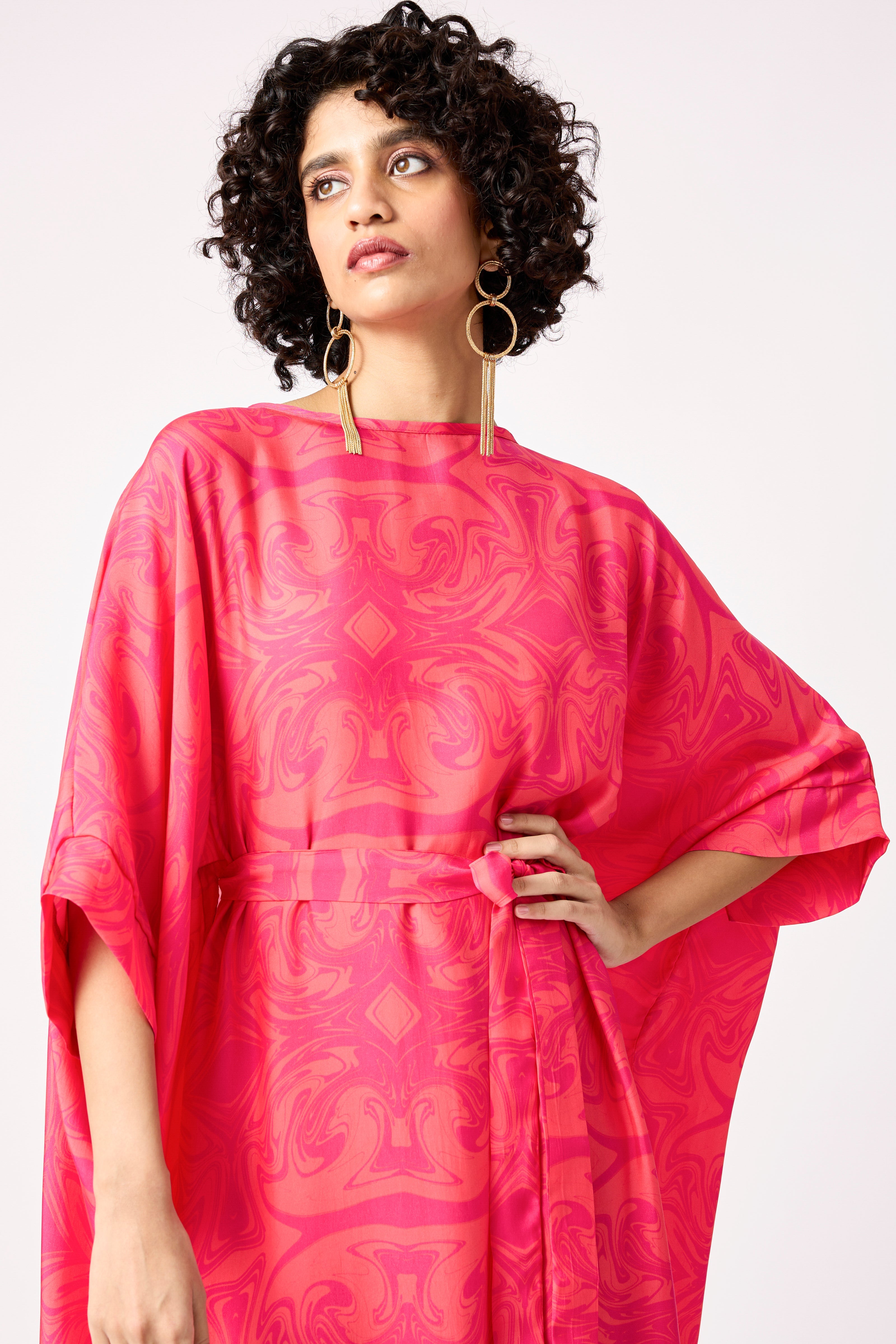 Flora Kaftan Dress - Pink Art Deco