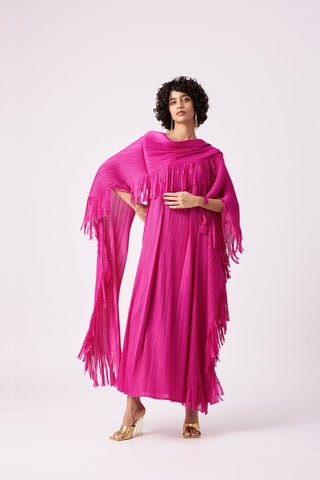 Alison Fringe Kaftan Dress - Begonia Pink