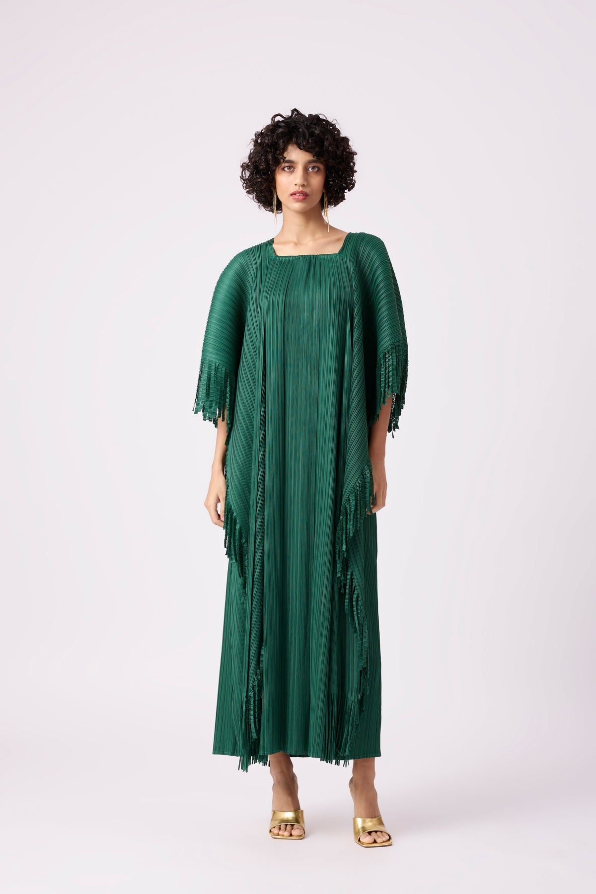 Alison Fringe Kaftan Dress - Green