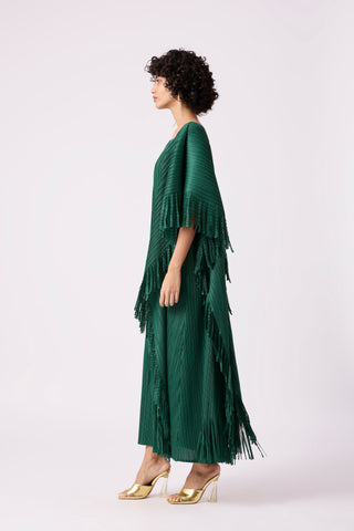 Alison Fringe Kaftan Dress - Green