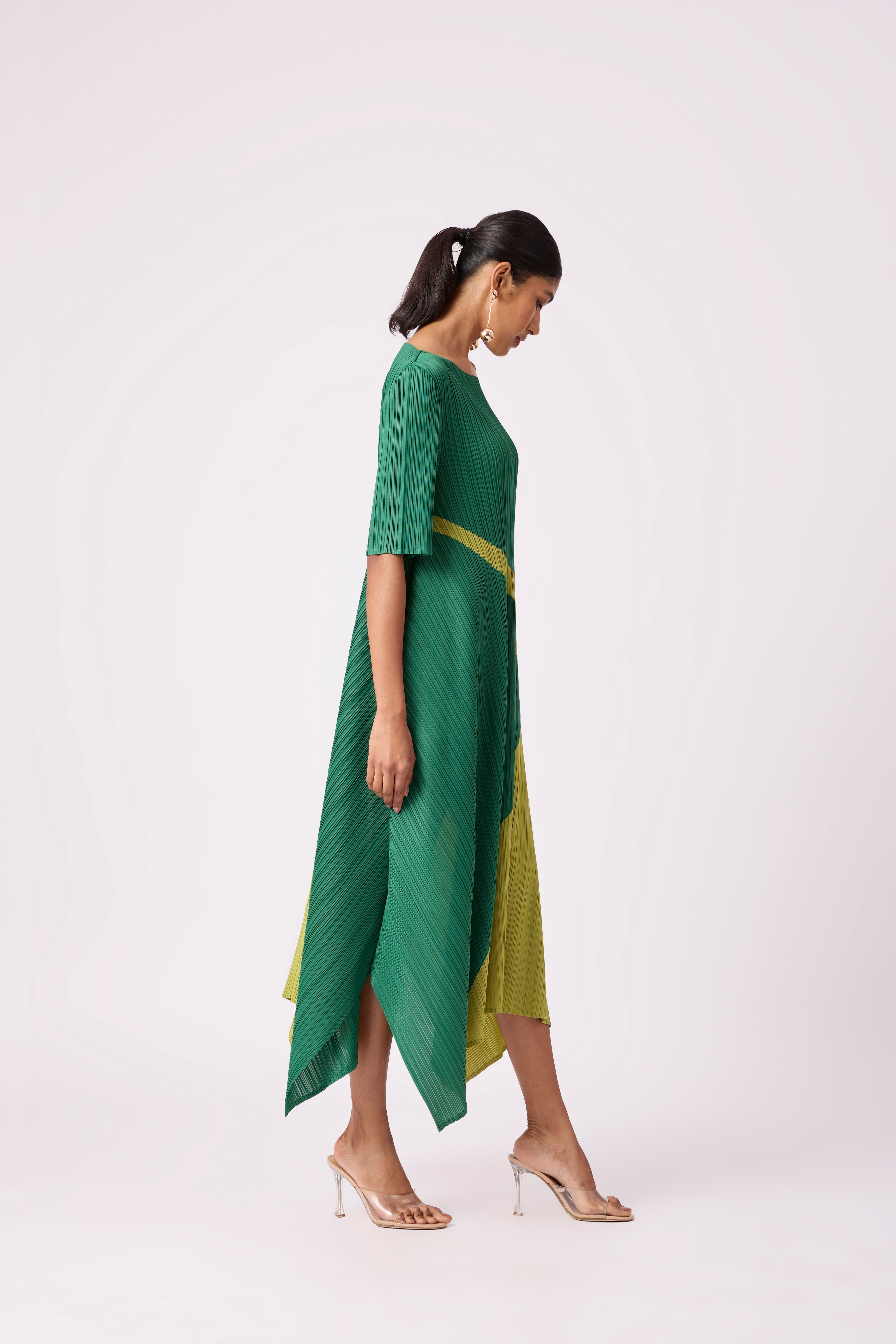 Trista Abstract Print Dress - Green
