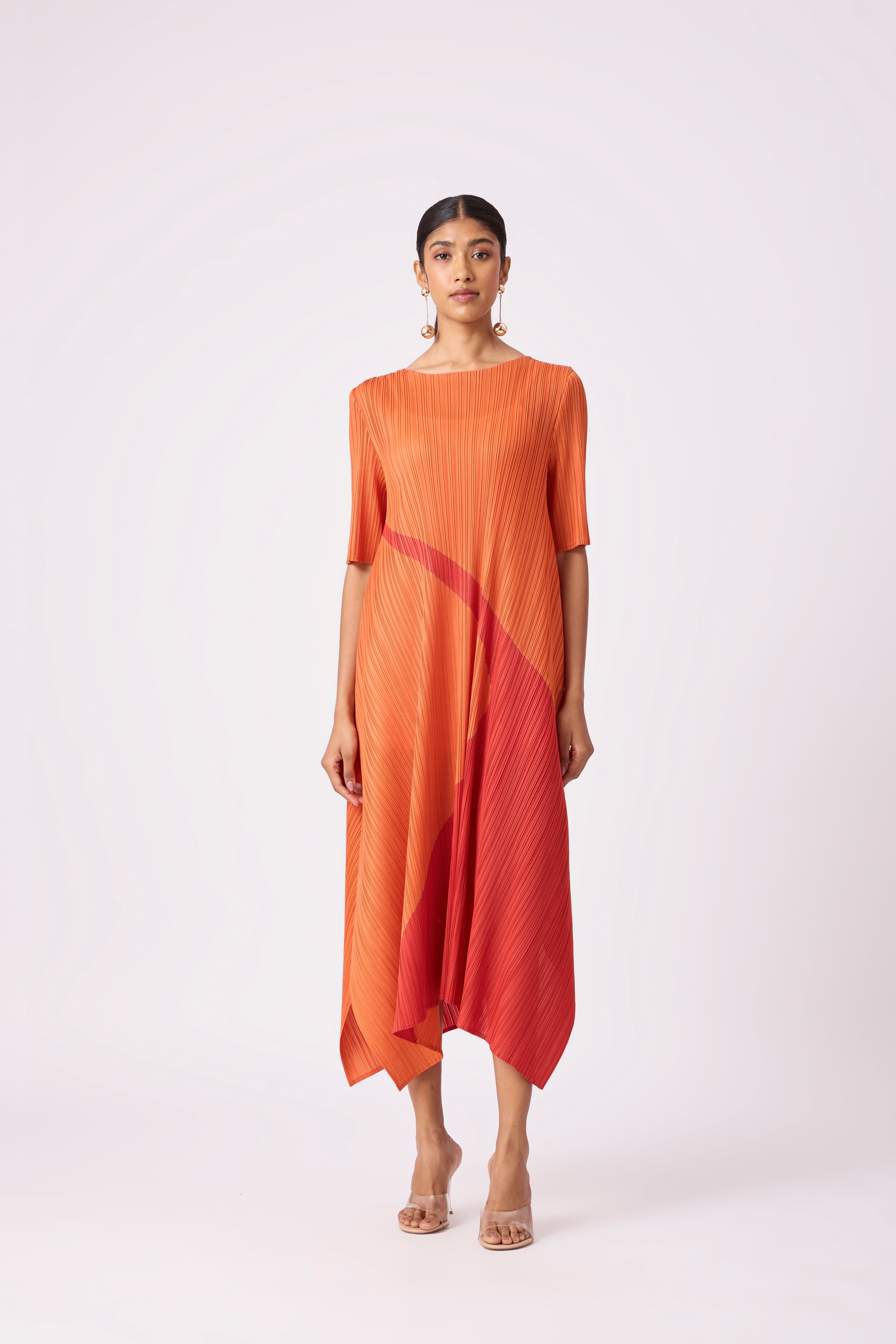 Trista Abstract Print Dress - Orange