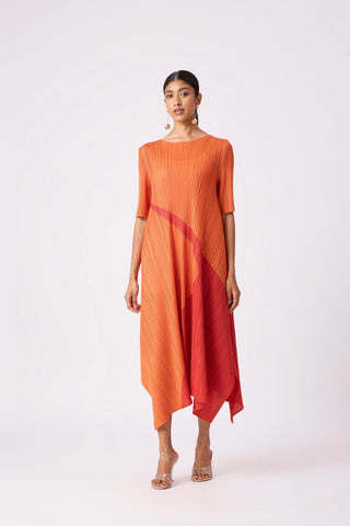 Trista Abstract Print Dress - Orange