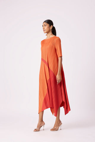 Trista Abstract Print Dress - Orange