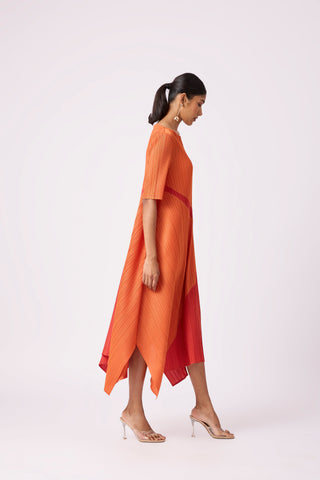 Trista Abstract Print Dress - Orange
