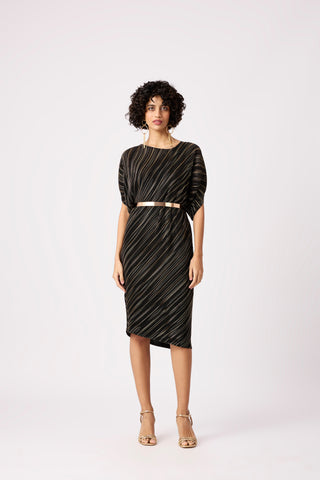Aurelia Metallic Dress - Black & Gold