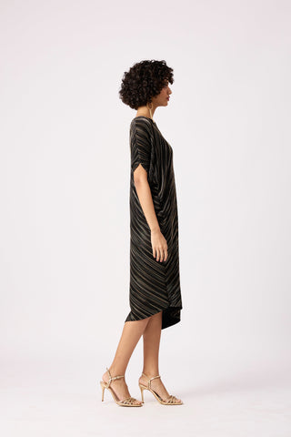 Aurelia Metallic Dress - Black & Gold