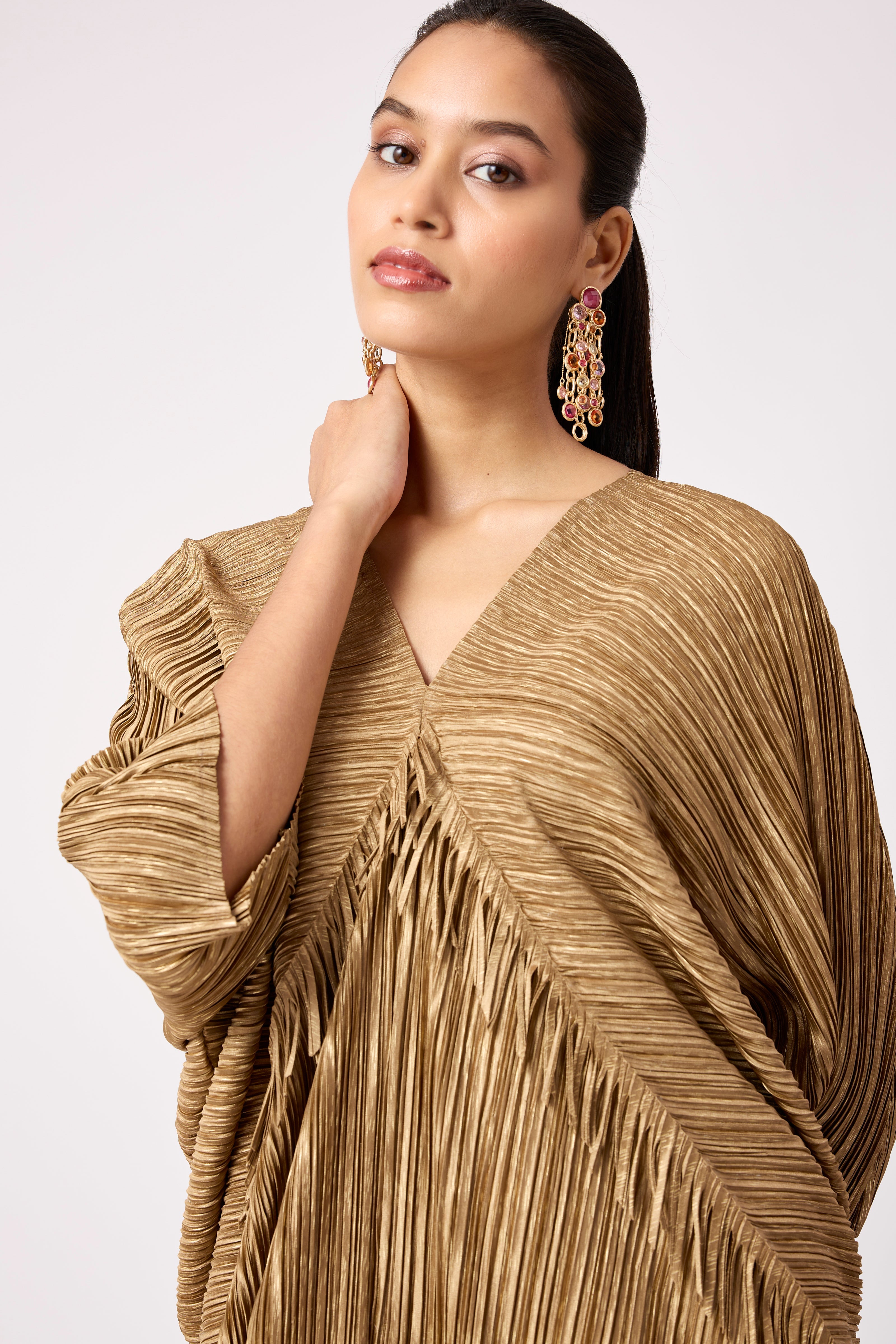 Kimono Fringe Dress - Dark Gold
