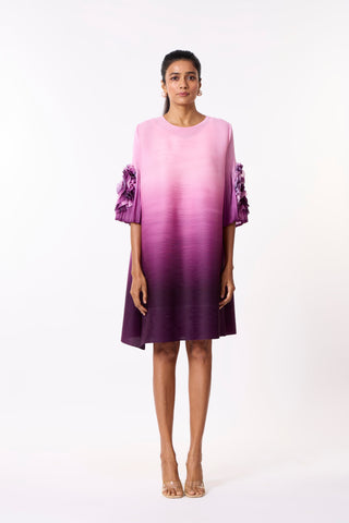 Soliel Ruffle Sleeve Ombre Dress - Purple