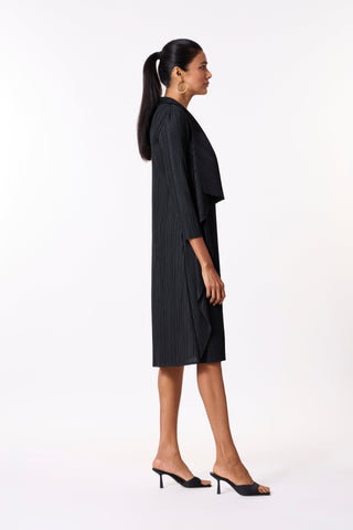 Pleated Overlay Dress - Black