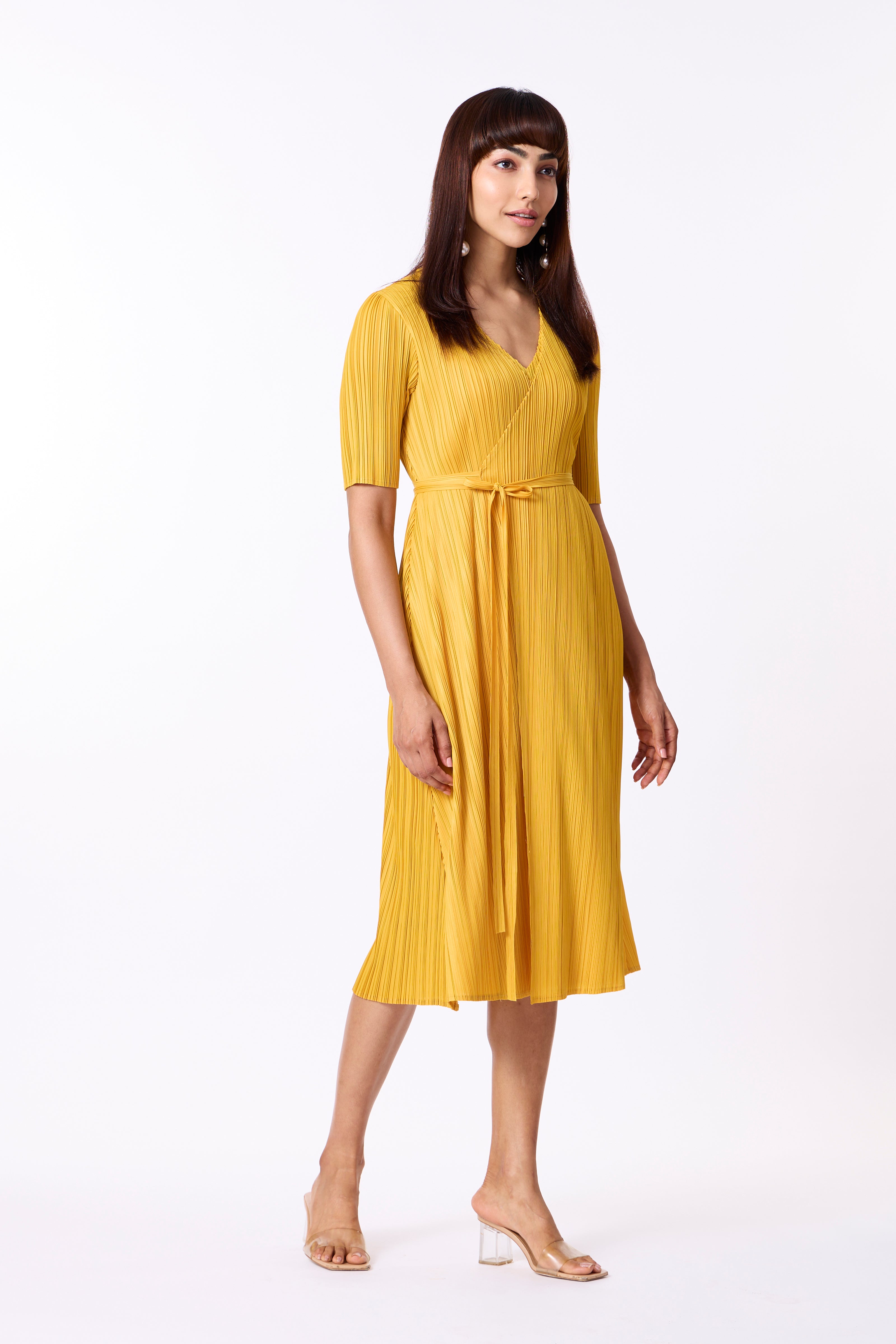 Isabella Wrap Dress - Yellow