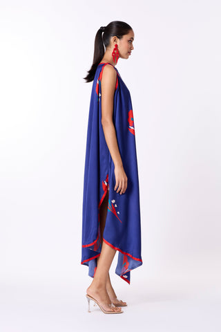 Violet Dress -  Deep blue & Scarlet