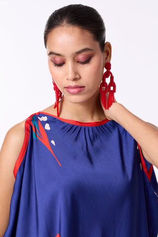 Violet Dress -  Deep blue & Scarlet