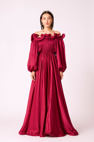 Madeline Satin Maxi - Wine