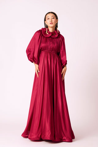 Madeline Satin Maxi - Wine