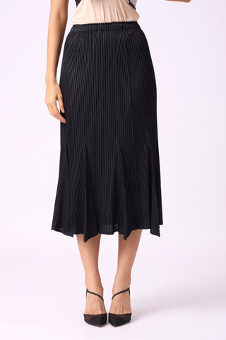 Ania Knit Pleat Skirt - Black