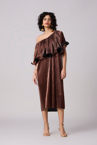 Giana Curl Dress - Micropleated Copper