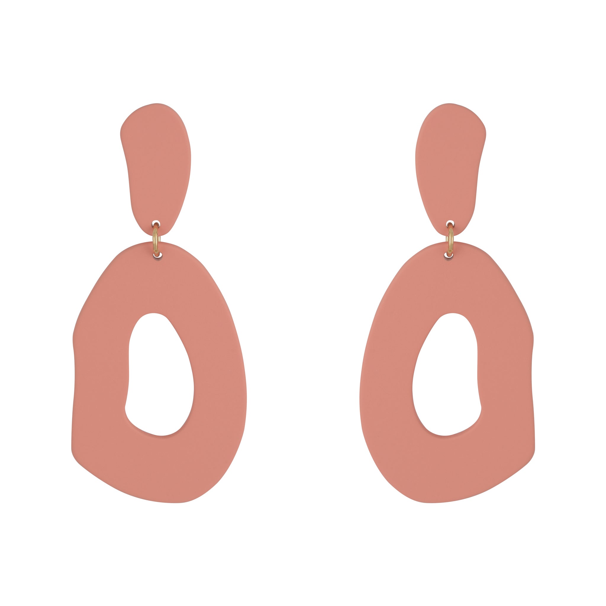 Uneven Oval Statement Drop Loop Earrings - Peach