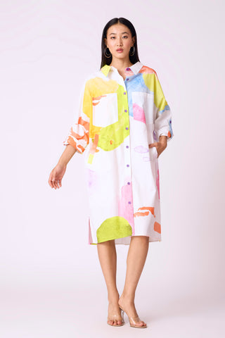 Watercolour Dress - White