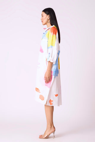 Watercolour Dress - White