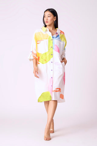 Watercolour Dress - White