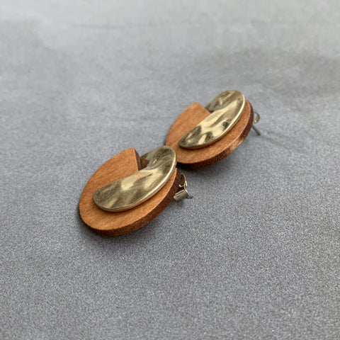 Wood & Gold Metal Small Studs