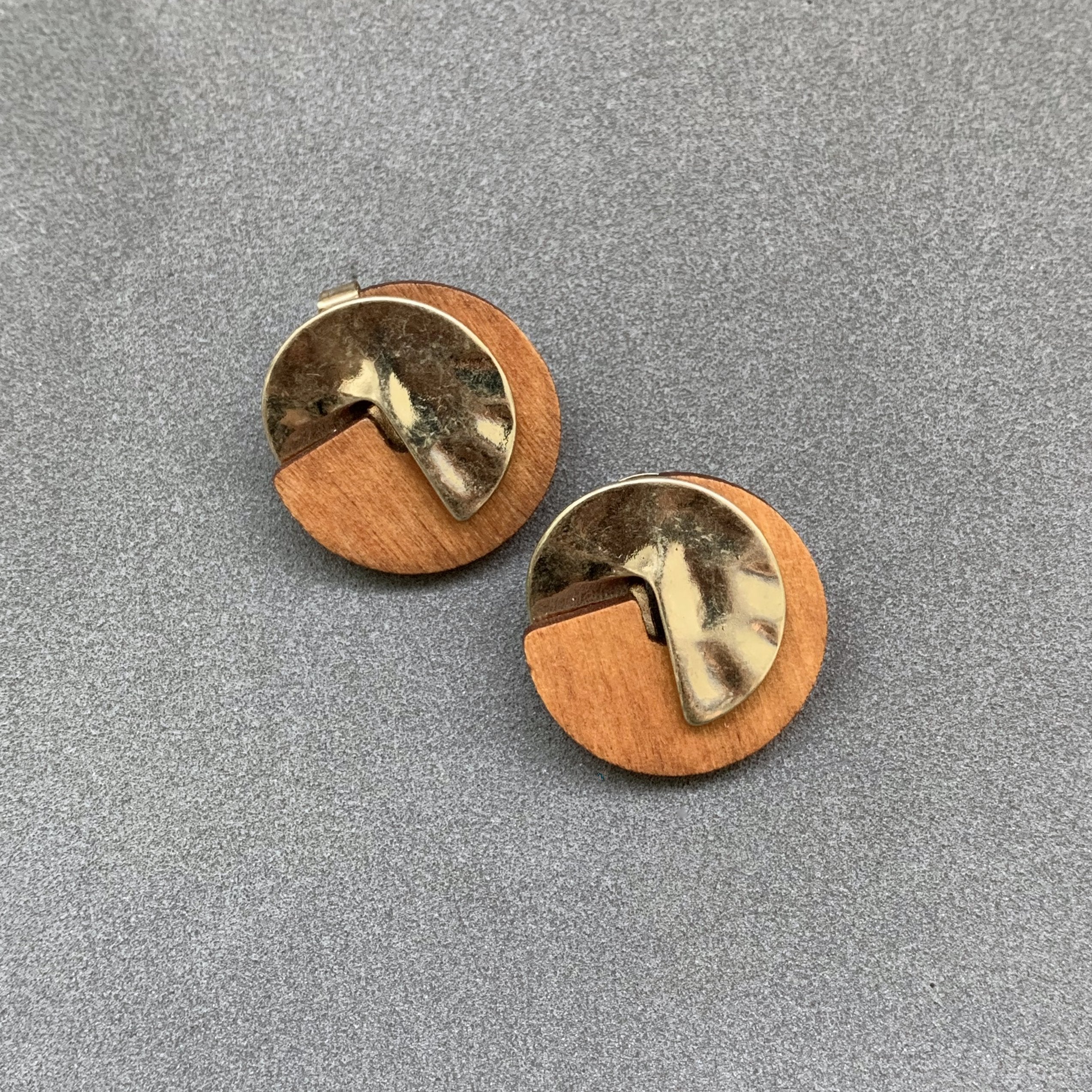 Wood & Gold Metal Small Studs