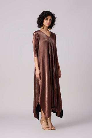 Zara Dress - Micropleated Copper