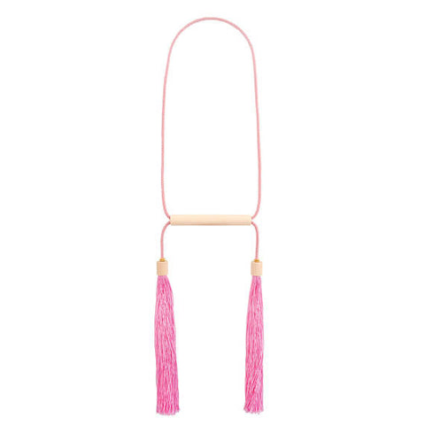 Double Tassel Bar Necklace - Powder Pink