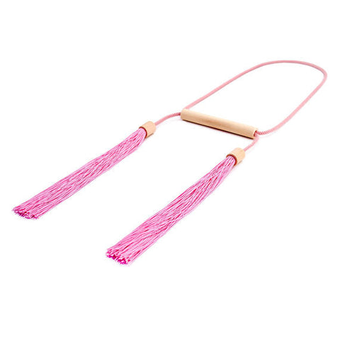 Double Tassel Bar Necklace - Powder Pink