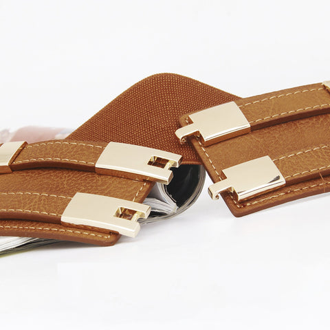 Double Clasp Elastic Belt - Tan